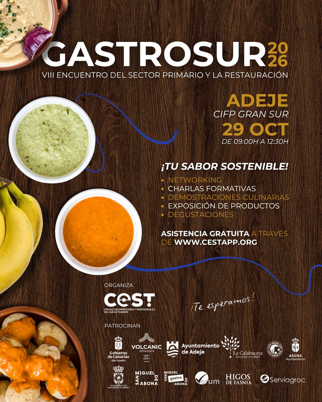GastroSur 2026 – cartel Cartel GastroSur 2026 – VIII Encuentro del Sector Primario y la Restauración, 29 de octubre en el CIFP Gran Sur, Adeje